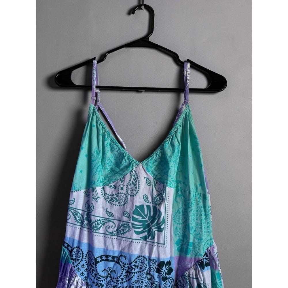 Free People Patchwork Bandana Print Midi Dress Blue Purple - Picture 4 of 11